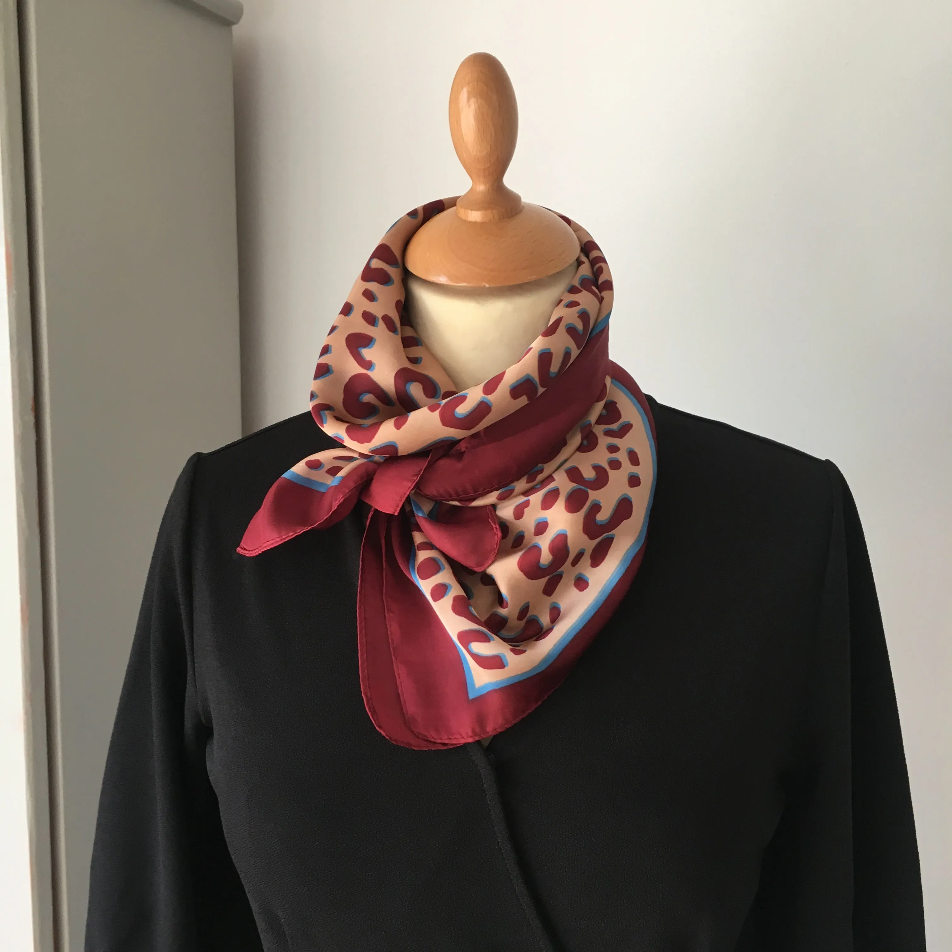 Burgundy and Toffee Leopard Print Square