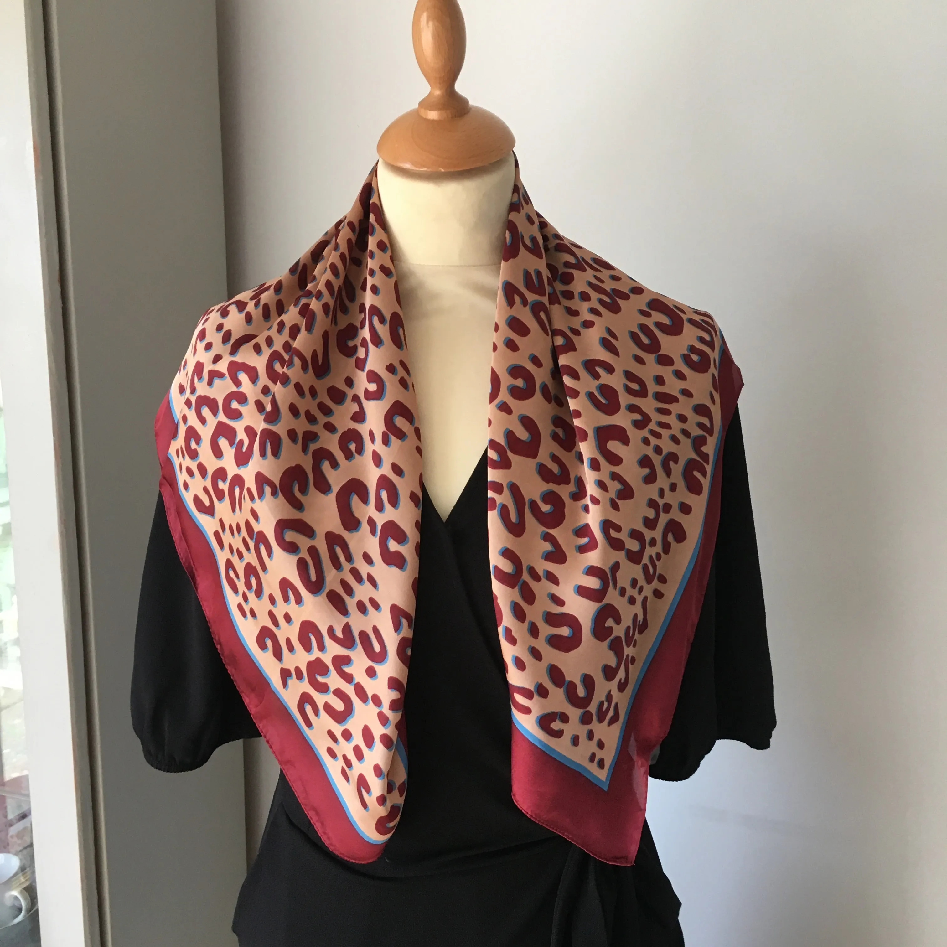 Burgundy and Toffee Leopard Print Square