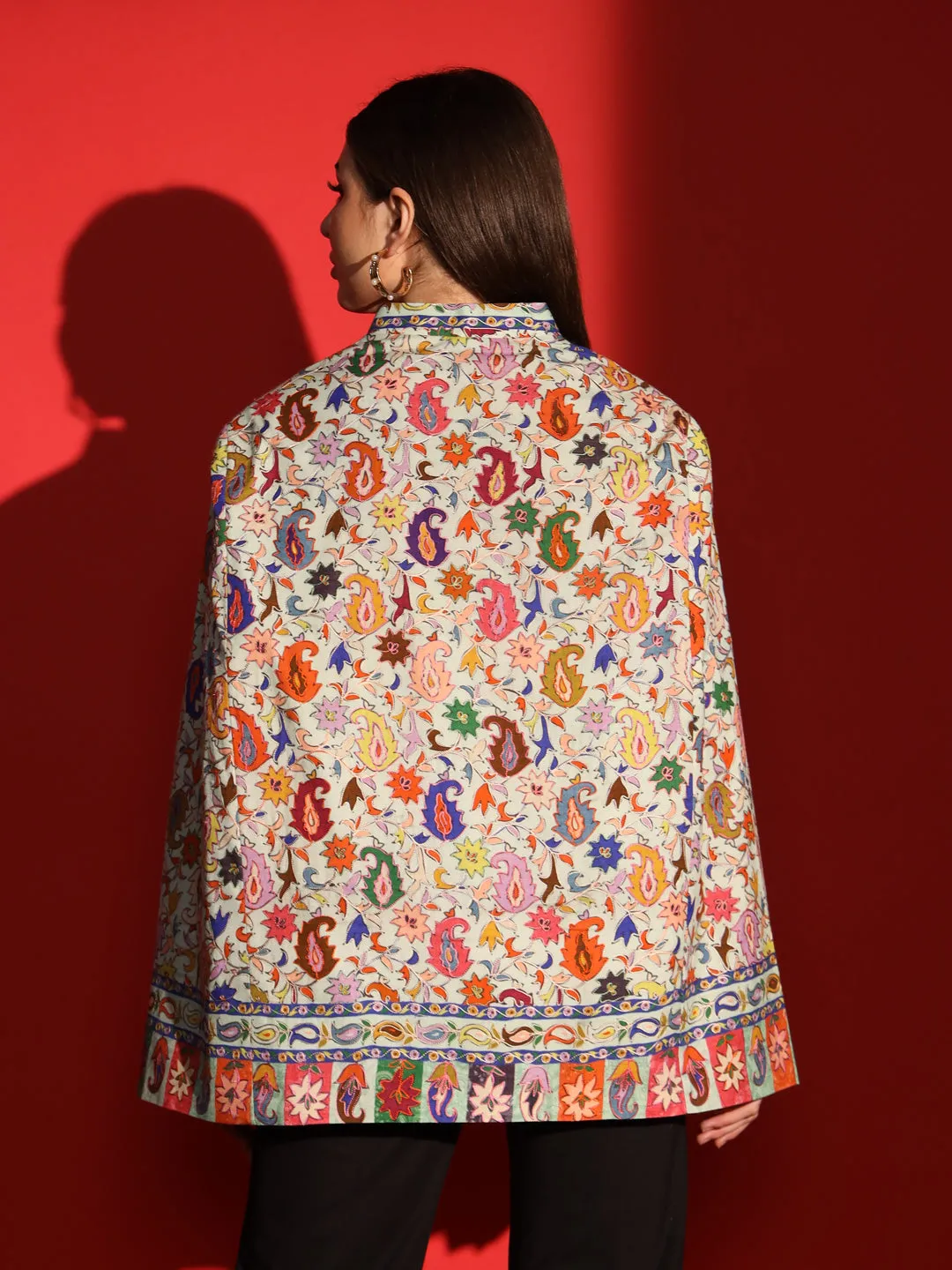 cape coats for ladies in kalamkari embroidery