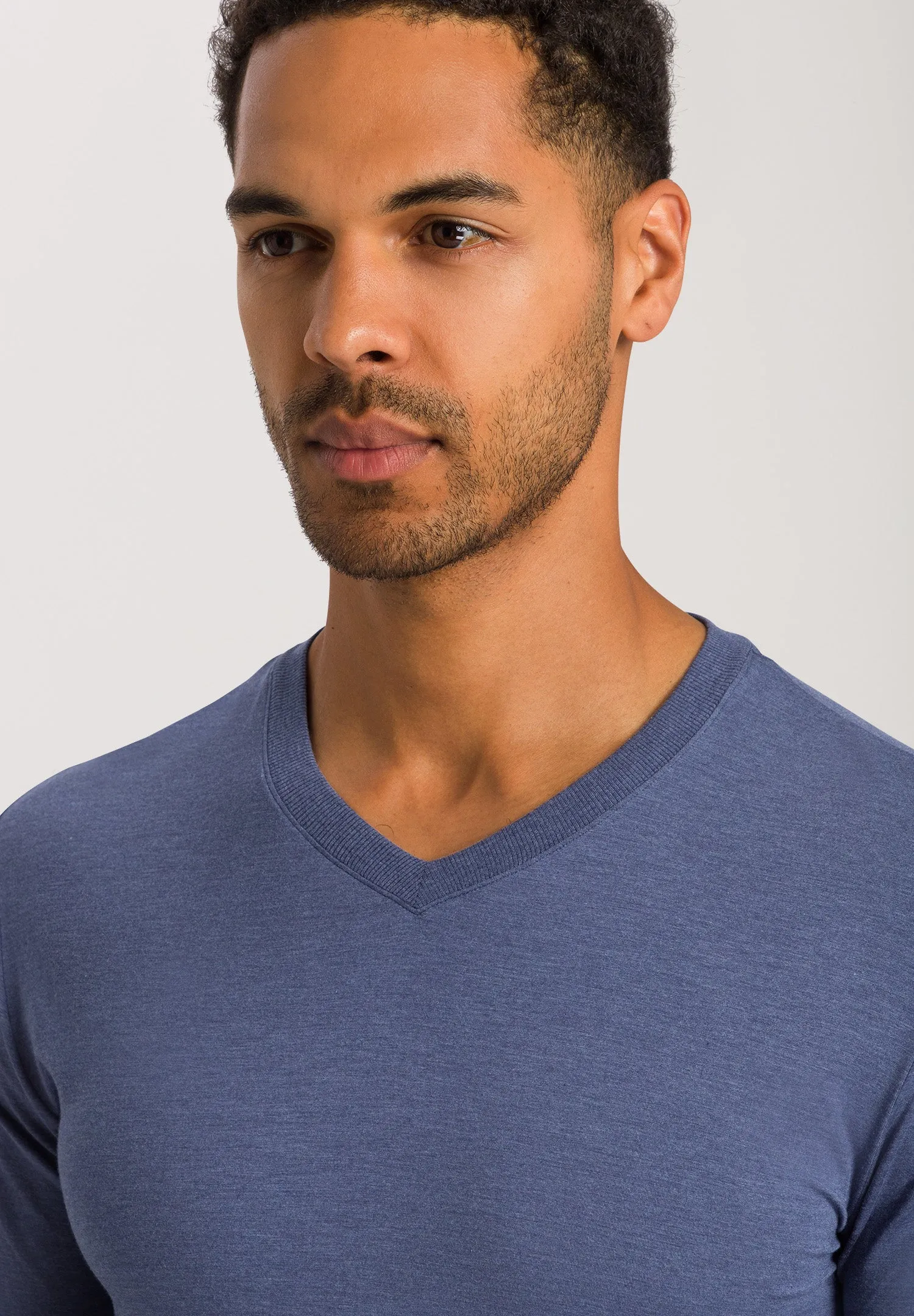 Casuals Soft V-Neck T-Shirt | Slate Blue Melange 75035-2898