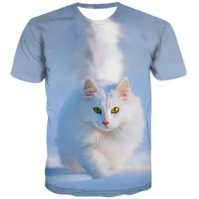 Cat T-shirt Men Animal T-shirts 3d White T-shirts Graphic Lovely Tshirts Novelty Harajuku Tshirts Cool Short Sleeve Hip hop