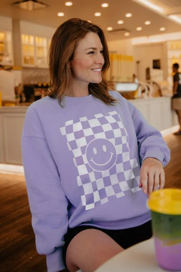 Checker Happy Face Wholesale Sweatshirt