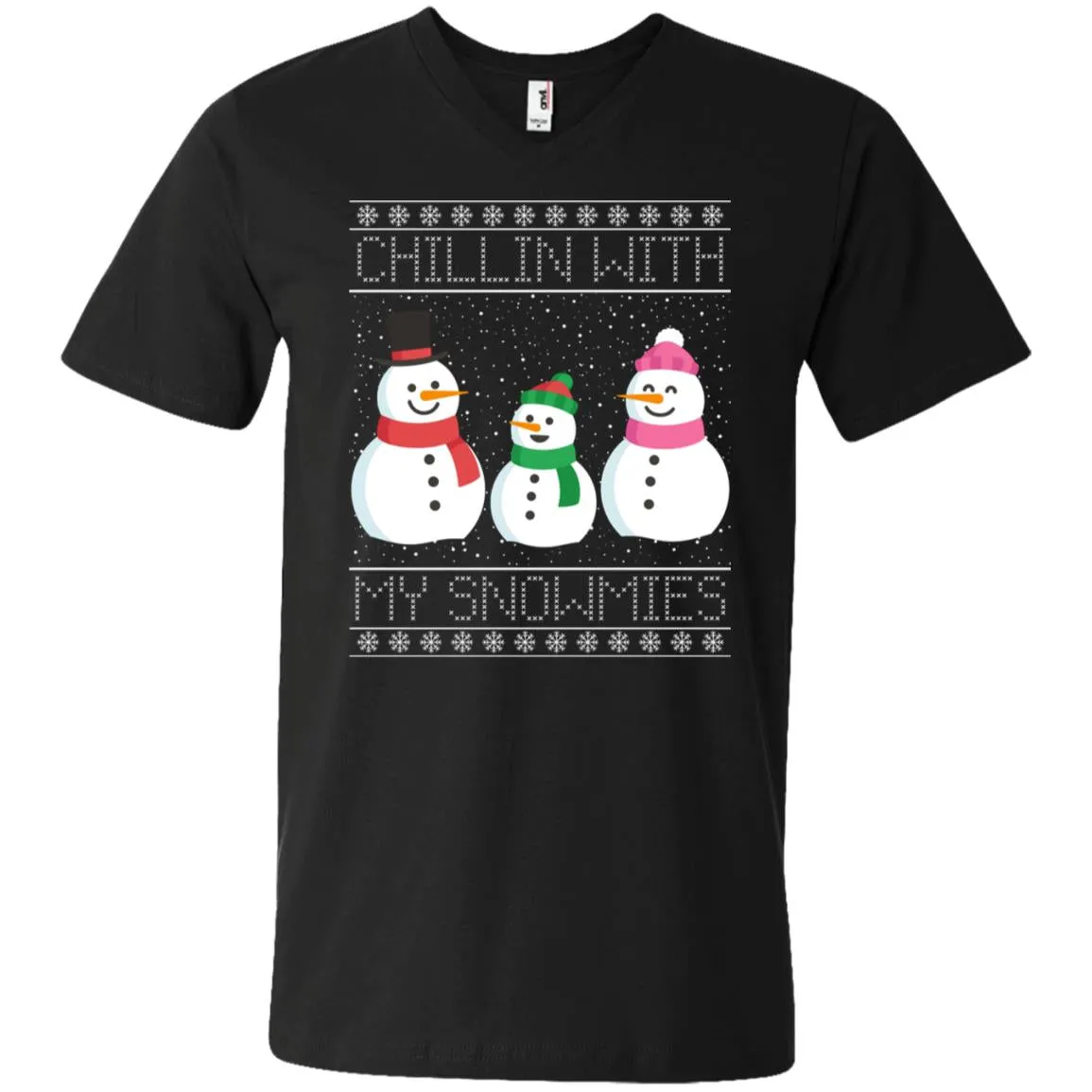 Chillin With My Snowmies Snowman Christmas Men V-Neck T-Shirt