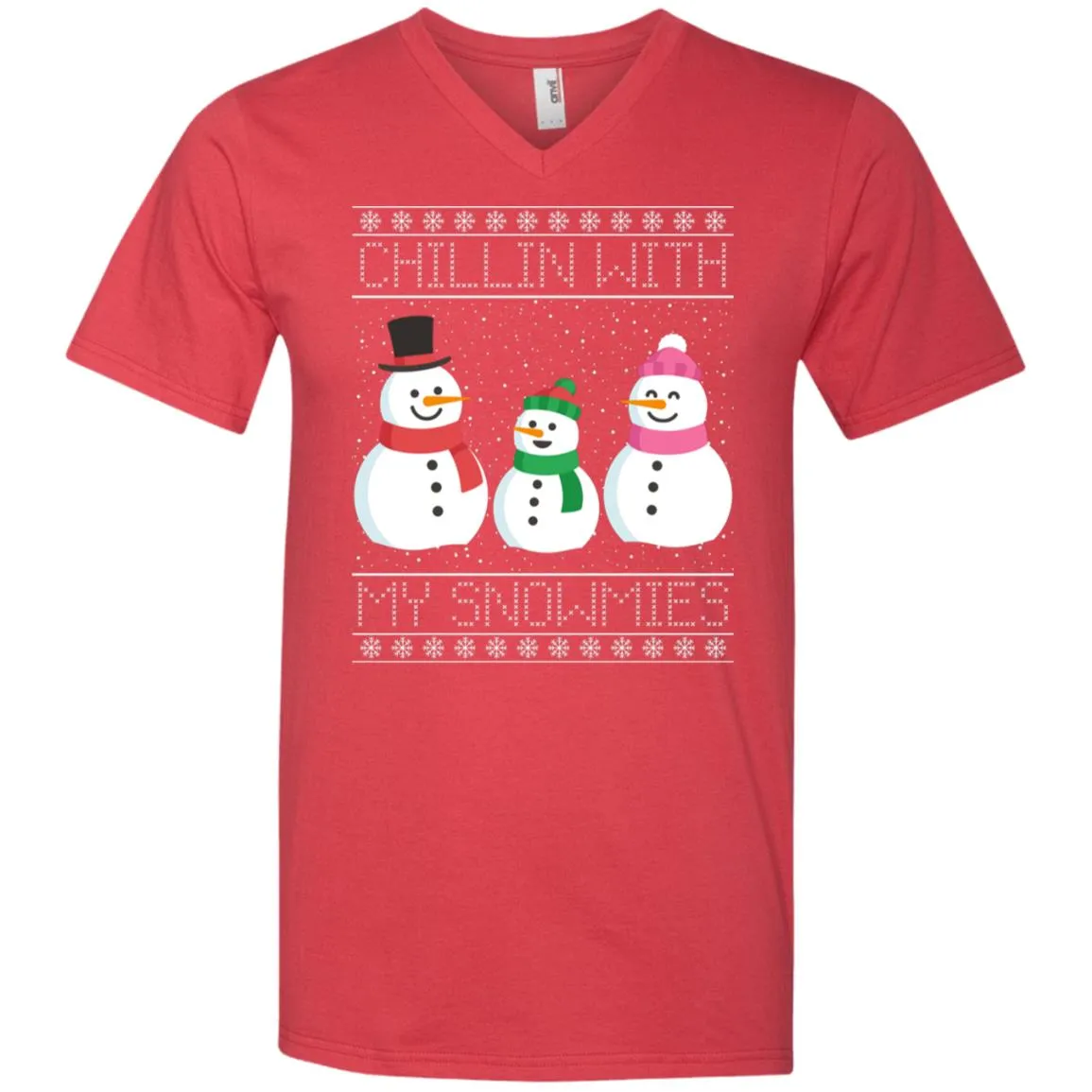 Chillin With My Snowmies Snowman Christmas Men V-Neck T-Shirt