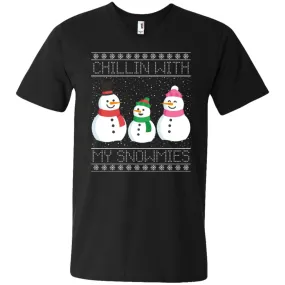 Chillin With My Snowmies Snowman Christmas Men V-Neck T-Shirt