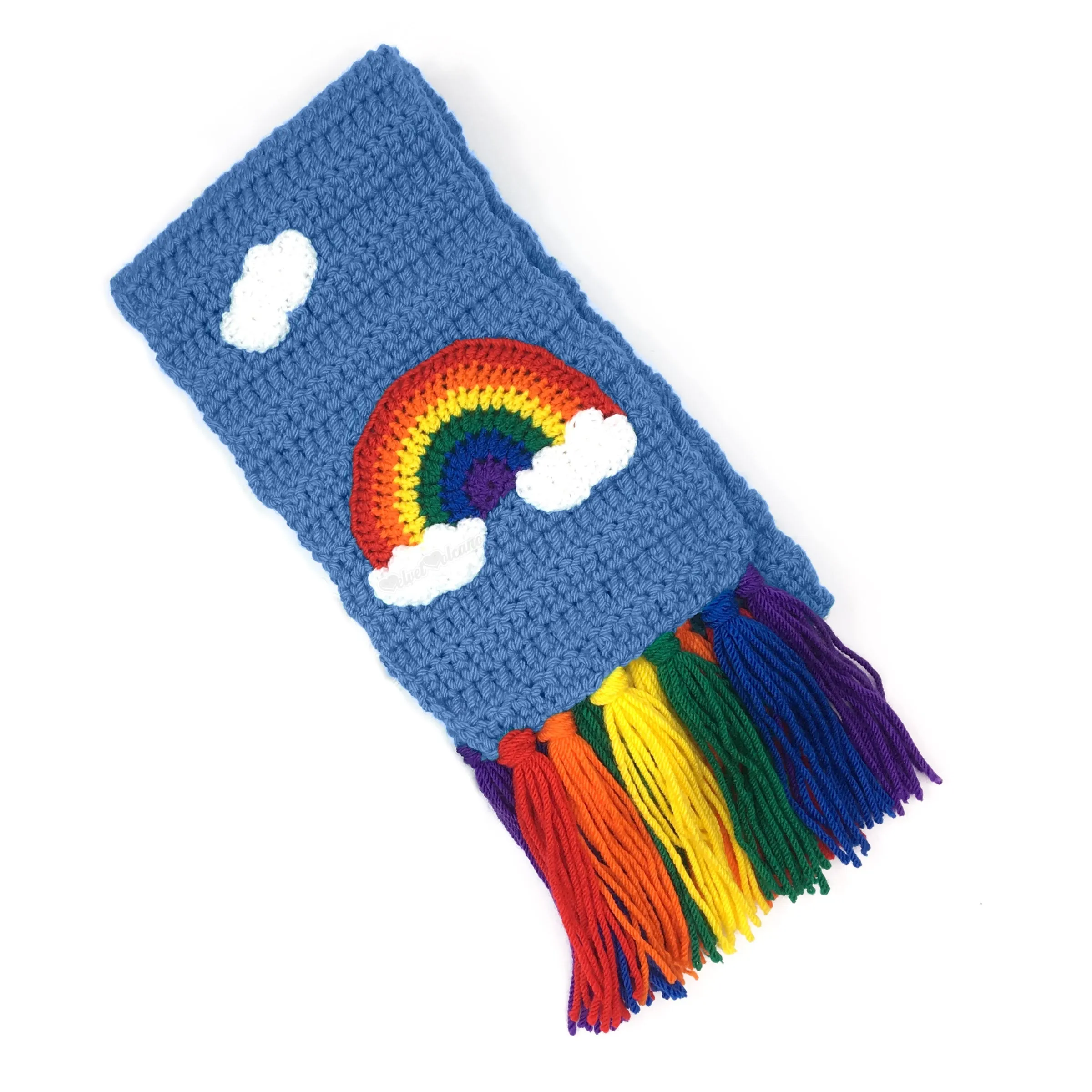 Chunky Bright Rainbow Cloud Scarf (Dolphin Blue)