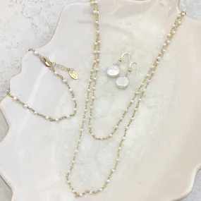 Classic Elegance Pearl Rosary Jewelry Set - Long Layering