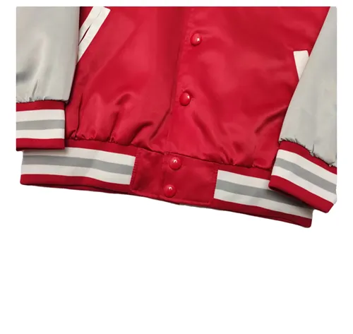 CLEVELAND AMERICAN RETRO CHAMPION WOVEN BOMBER JACKET IN RED