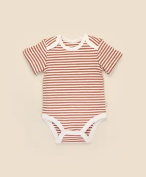 Comfy baby short sleeve bodysuit - Chestnut stripes