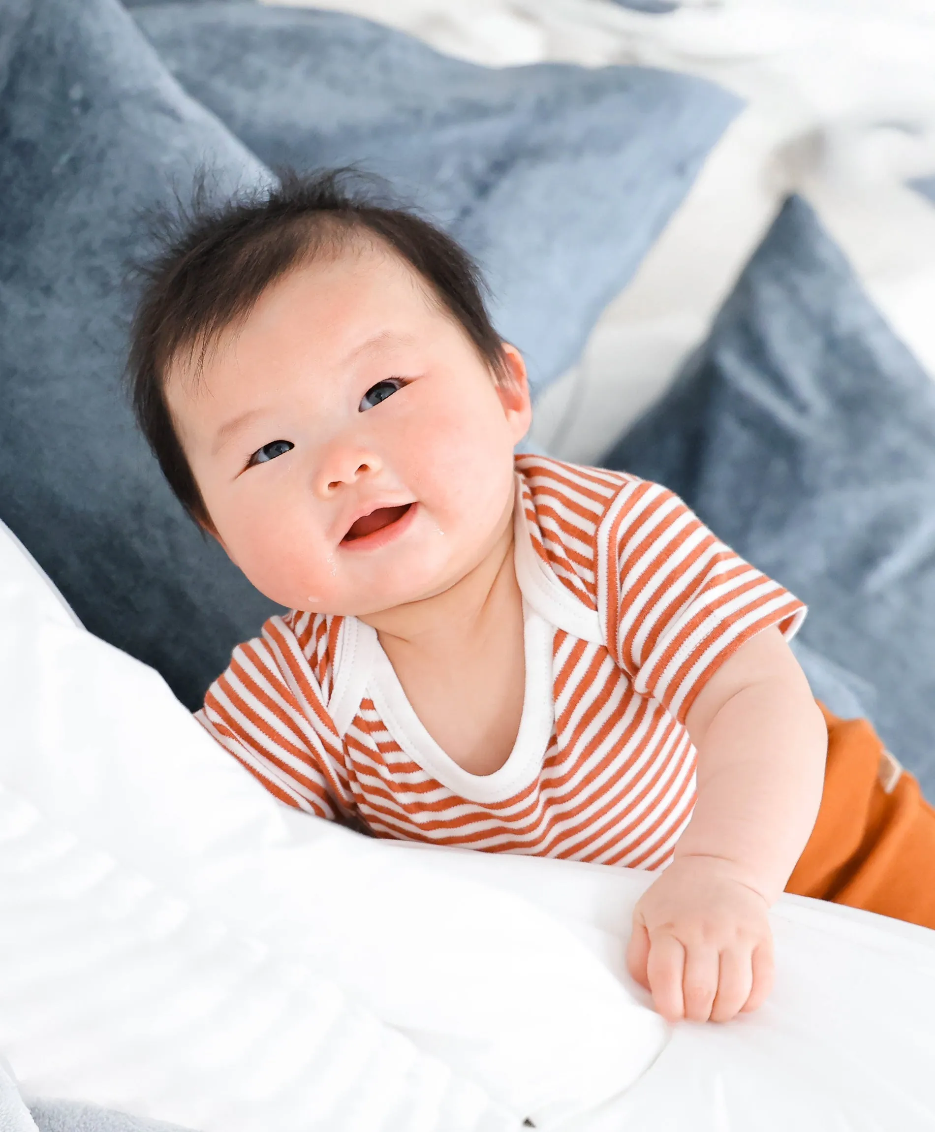 Comfy baby short sleeve bodysuit - Chestnut stripes