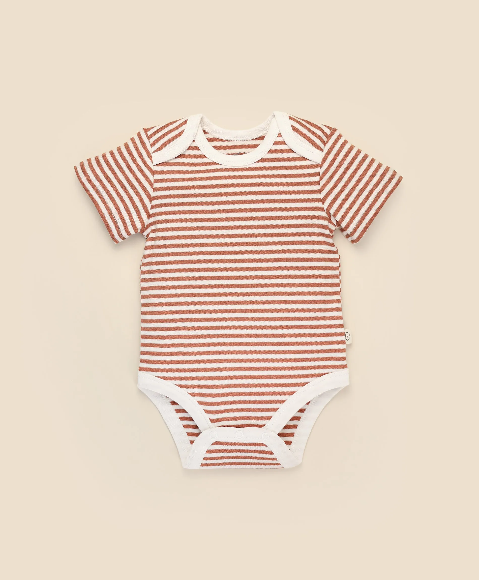 Comfy baby short sleeve bodysuit - Chestnut stripes