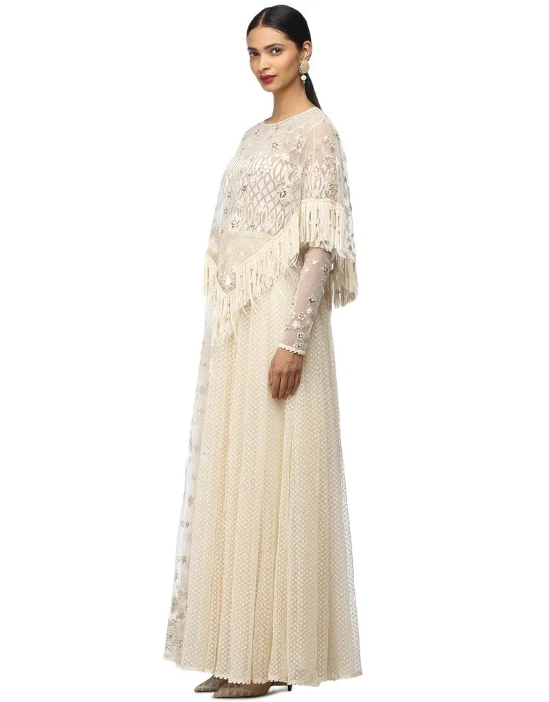 Constellation Embroidered Cape- Ivory