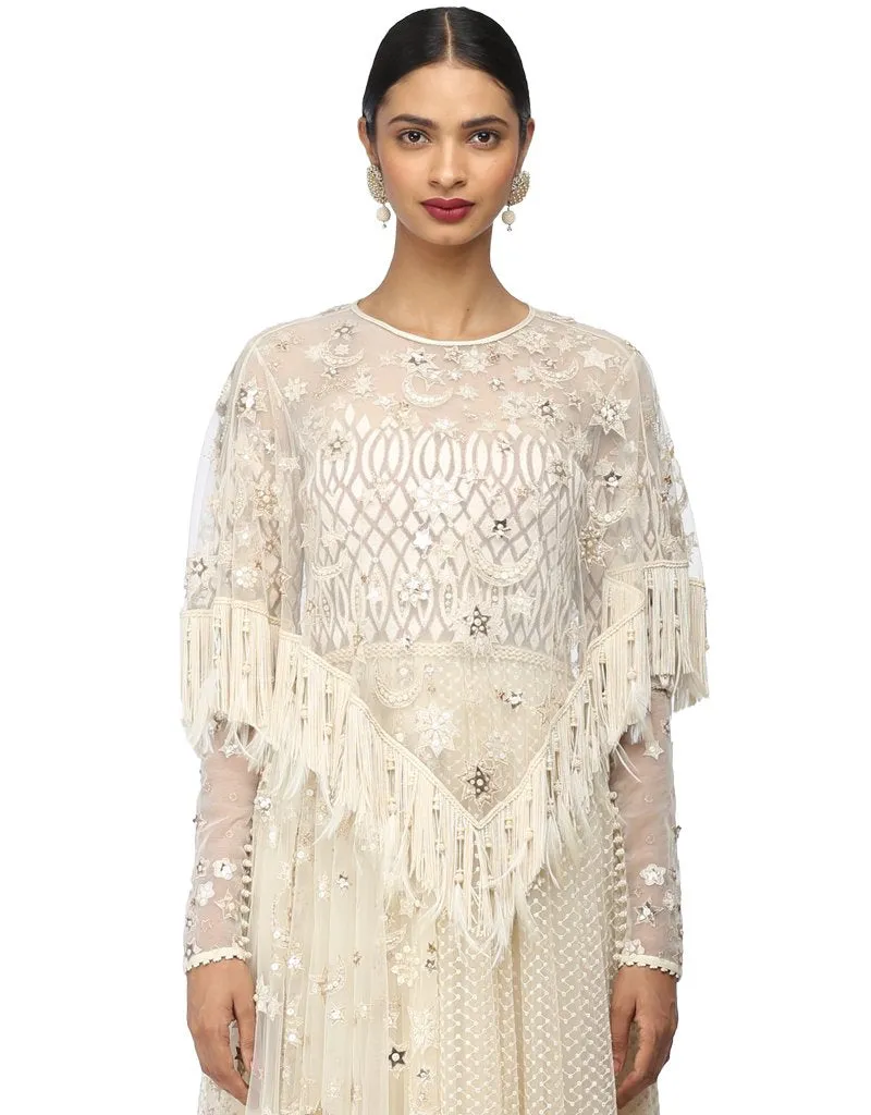 Constellation Embroidered Cape- Ivory