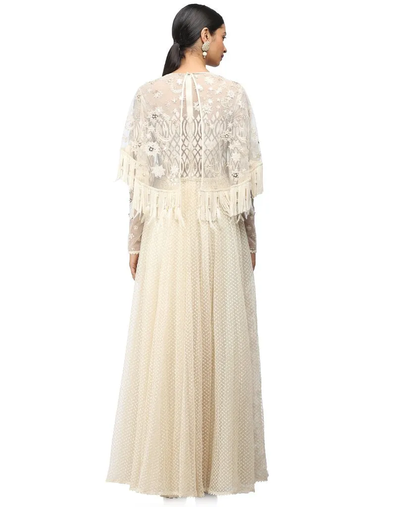 Constellation Embroidered Cape- Ivory