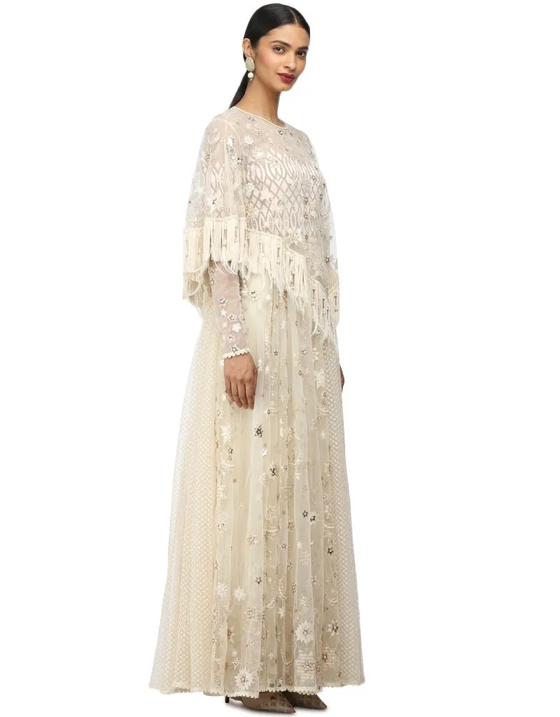 Constellation Embroidered Cape- Ivory
