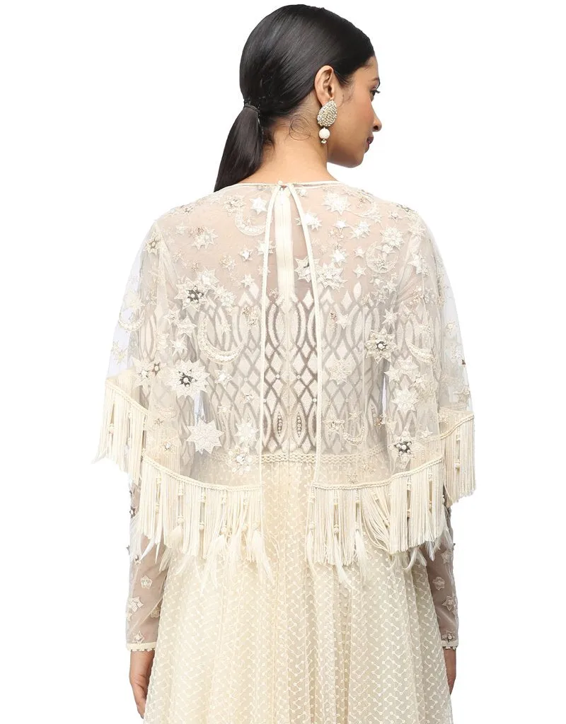 Constellation Embroidered Cape- Ivory
