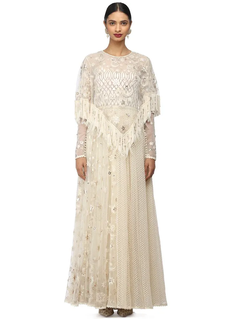 Constellation Embroidered Cape- Ivory