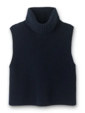 Cotton merino rib layering vest and snood