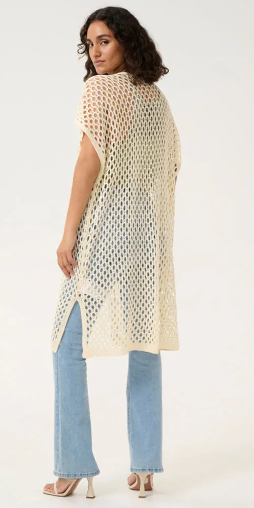 Cream Crochet Open Vest