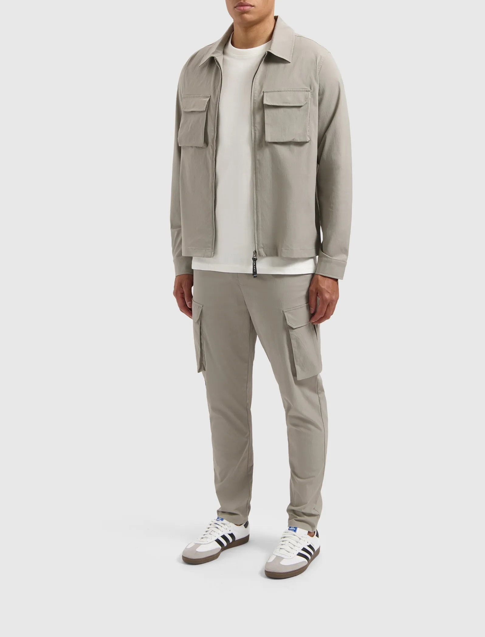 Crêpe Stretch Overshirt | Taupe