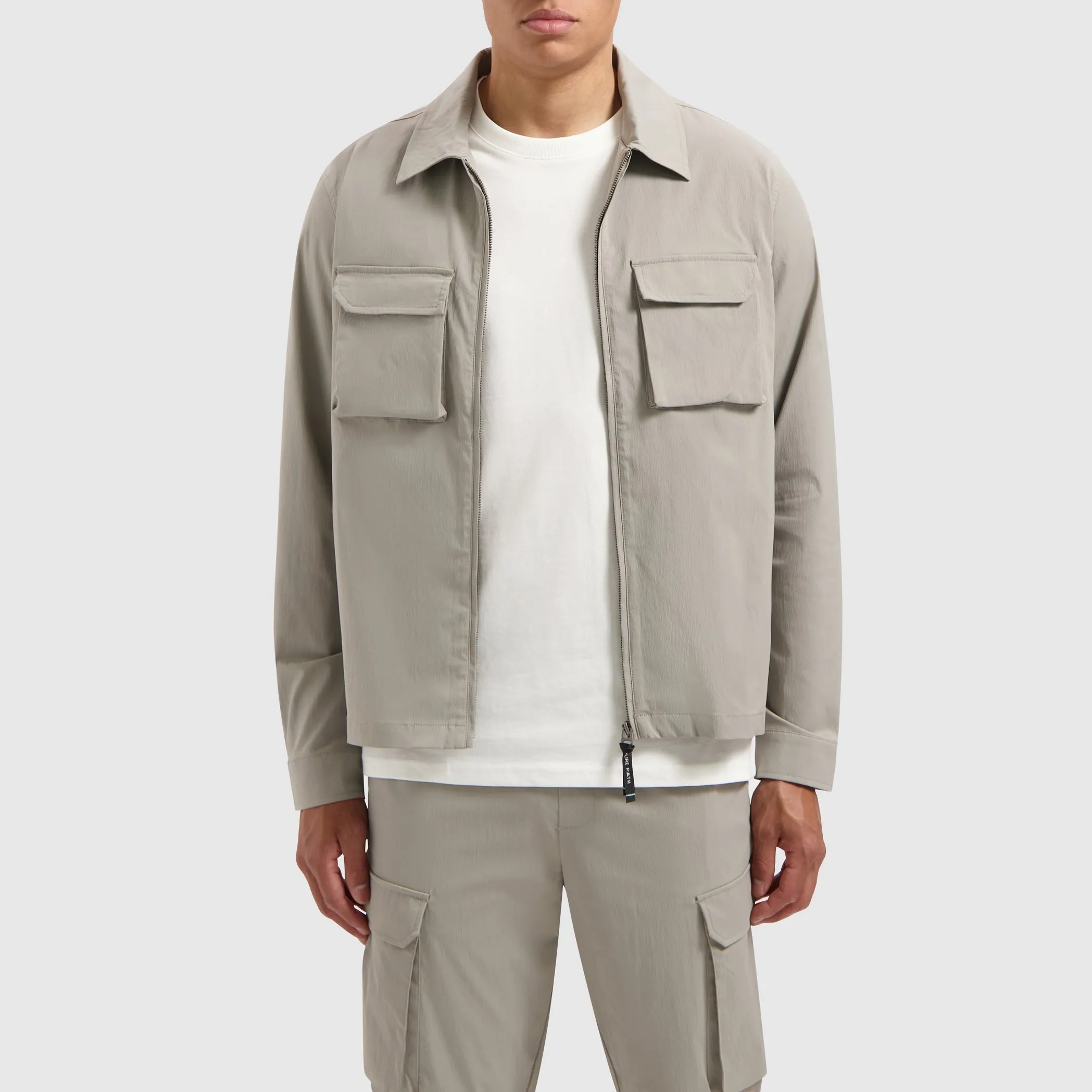 Crêpe Stretch Overshirt | Taupe