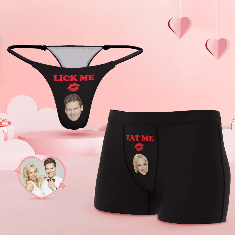 Custom Face Lick Me Couple Underwear Personalized Underwear Valentine's Day Gift