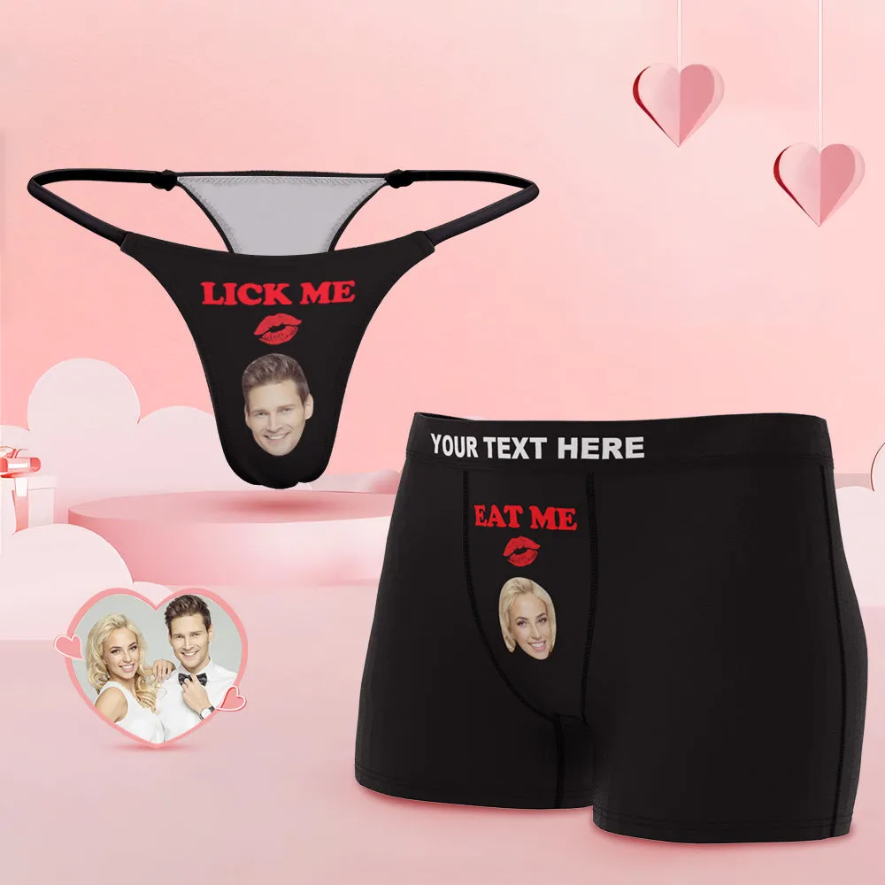 Custom Face Lick Me Couple Underwear Personalized Underwear Valentine's Day Gift