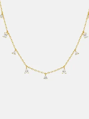 CZ Multi Shape Dangling Charm Necklace