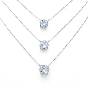 CZ Round Solitaire Necklace in Sterling Silver