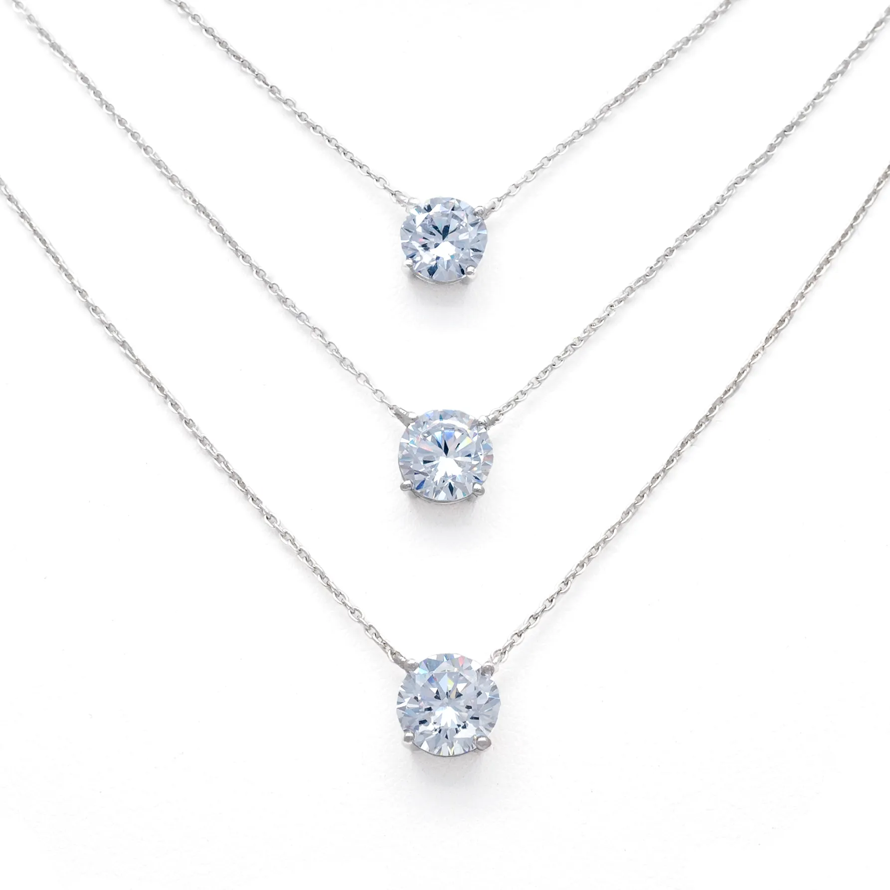CZ Round Solitaire Necklace in Sterling Silver