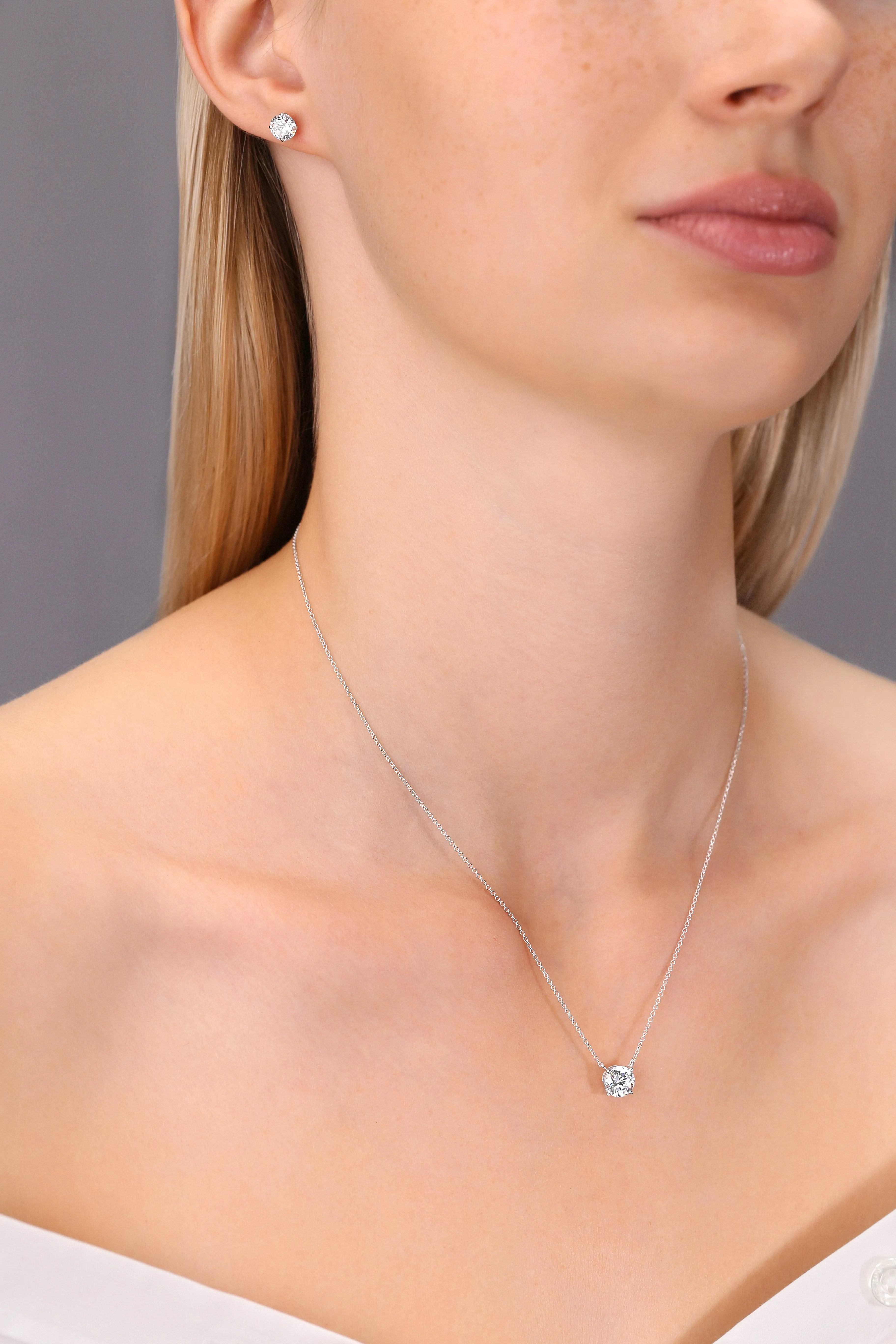 CZ Round Solitaire Necklace in Sterling Silver