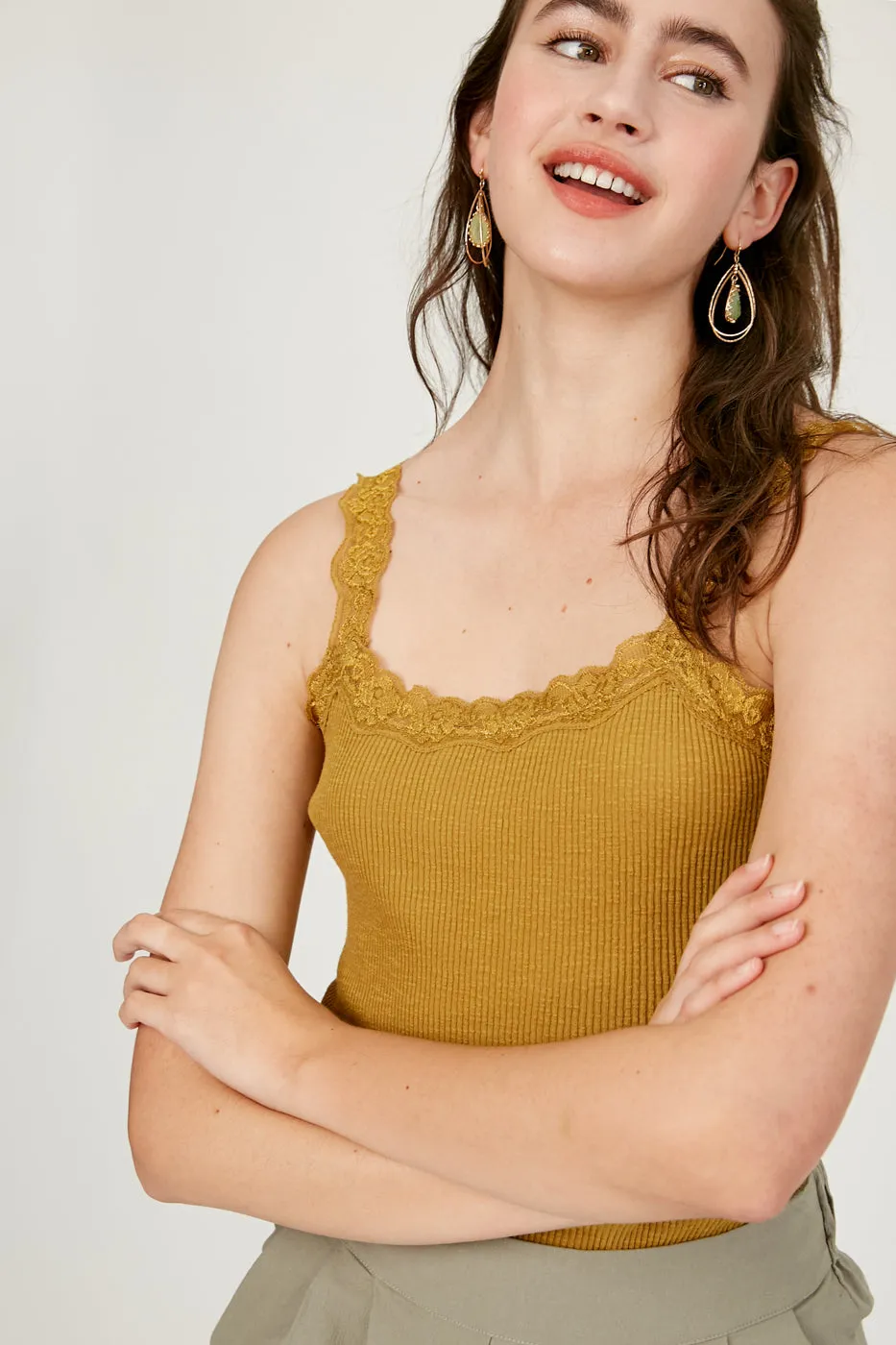 Deep Mustard Ribbed Tank