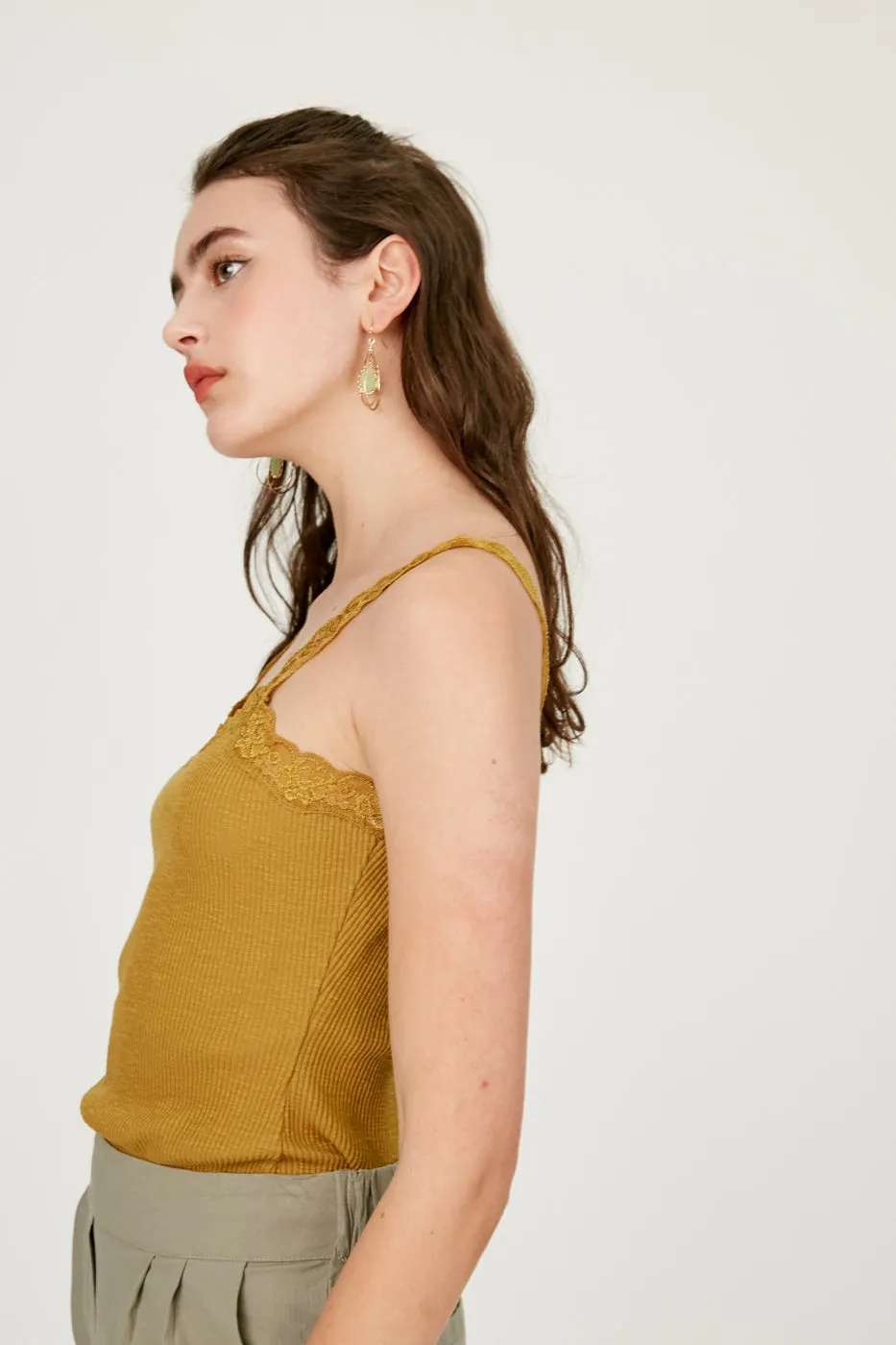 Deep Mustard Ribbed Tank
