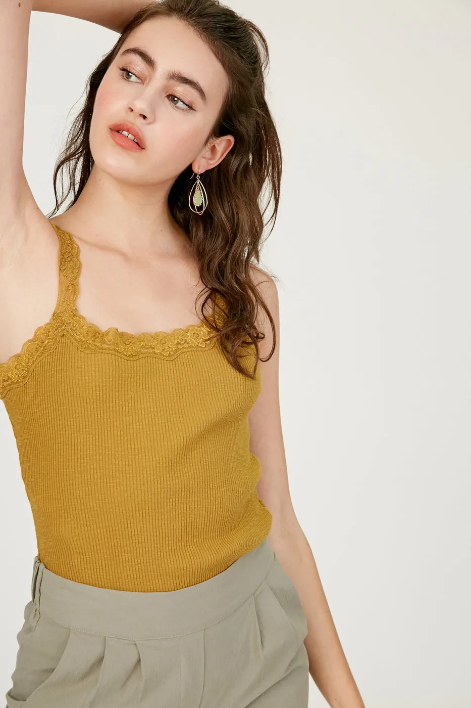 Deep Mustard Ribbed Tank