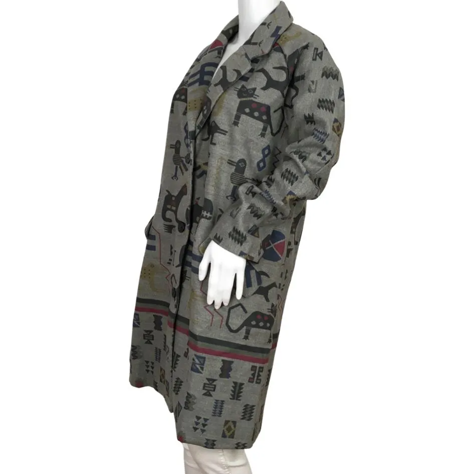 Desigual Women’s Trench Coat Zhu Artsy Animal Opal Gray Color Sz 40 & 44