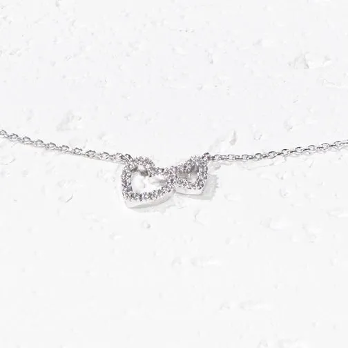 Double the Love Dainty Crystal Hearts Necklace (GOLD, ROSE GOLD OR SILVER)