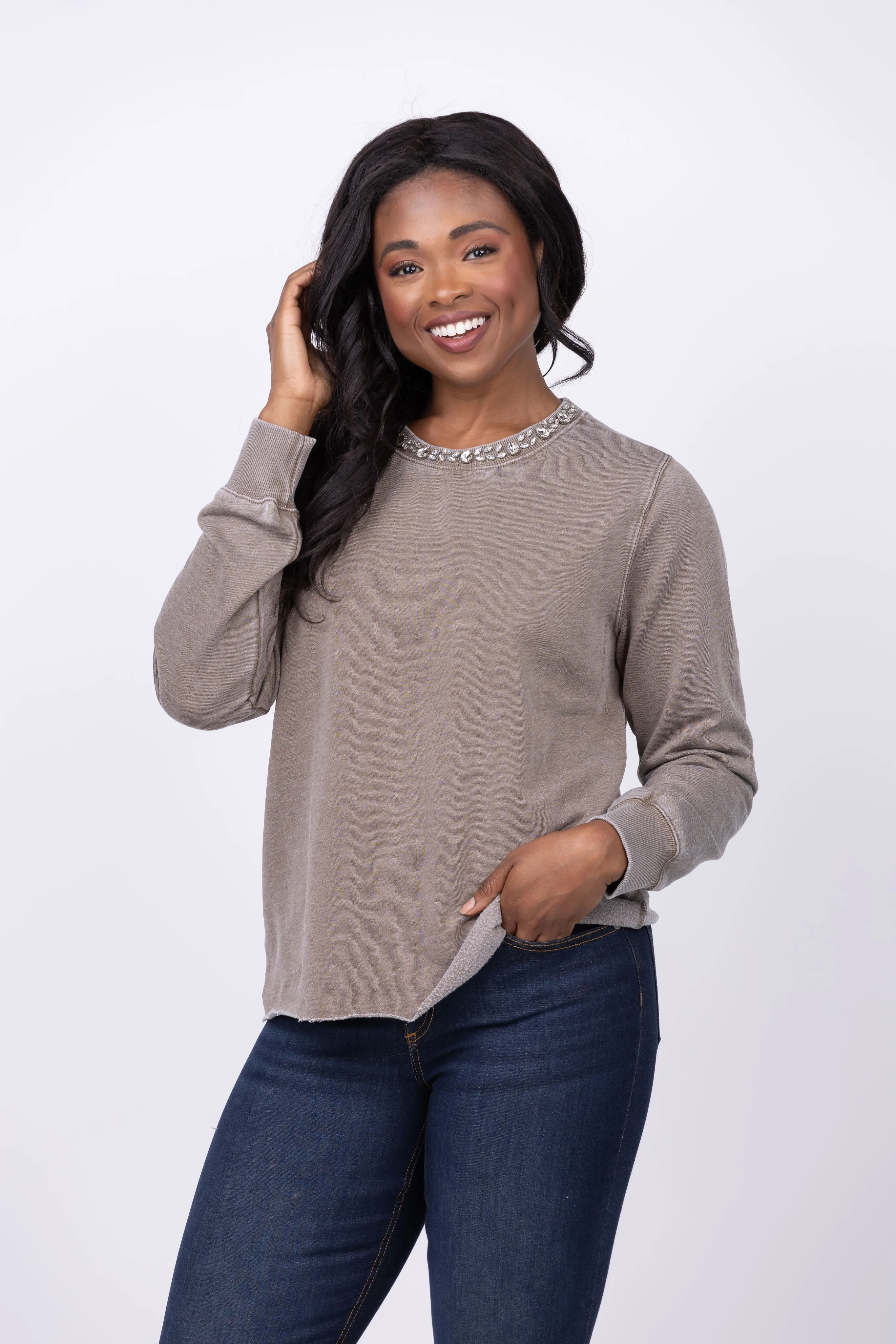 Dylan Venice Crew Sweatshirt in Olive