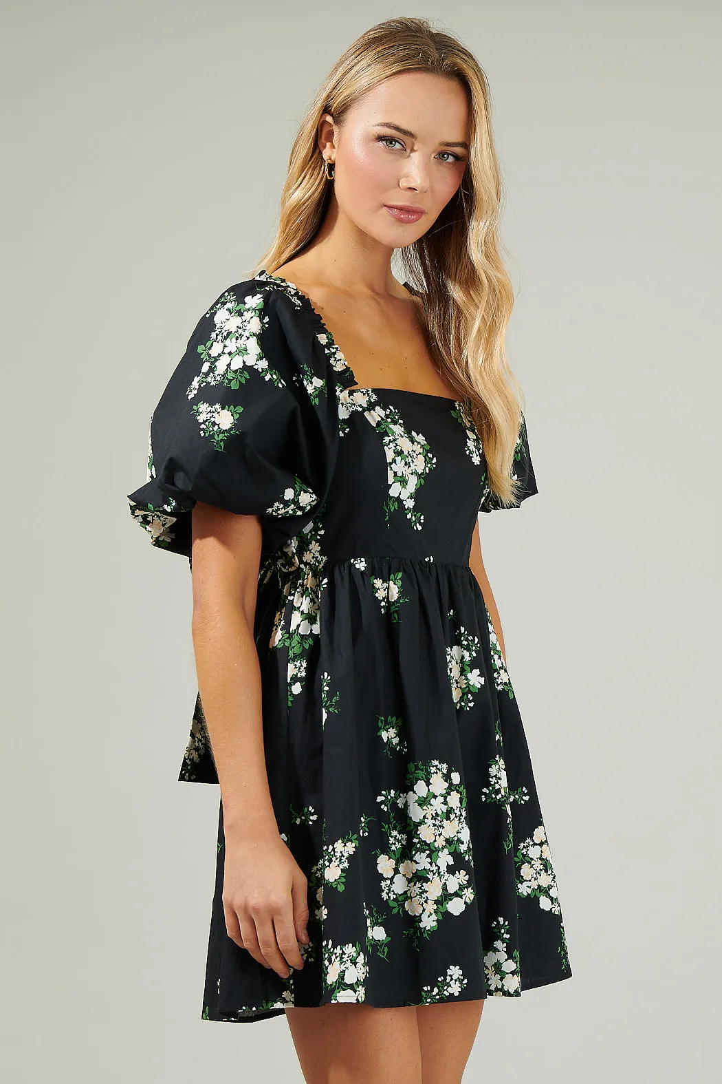 Emery Floral Marion Puff Sleeve Babydoll Mini Dress