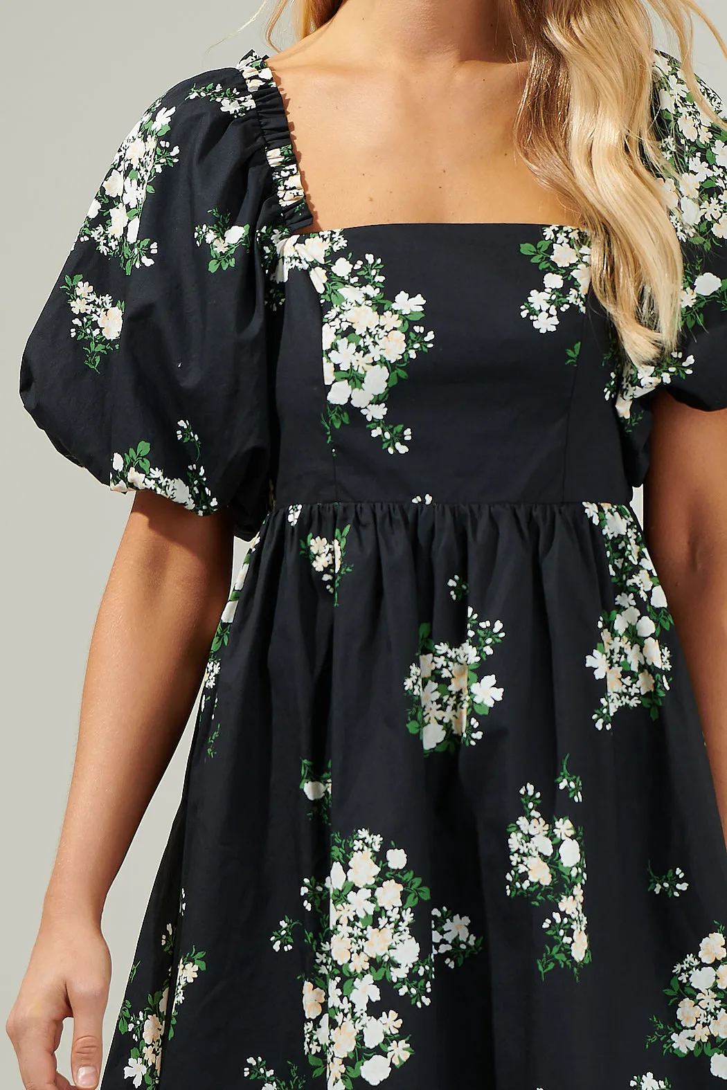 Emery Floral Marion Puff Sleeve Babydoll Mini Dress