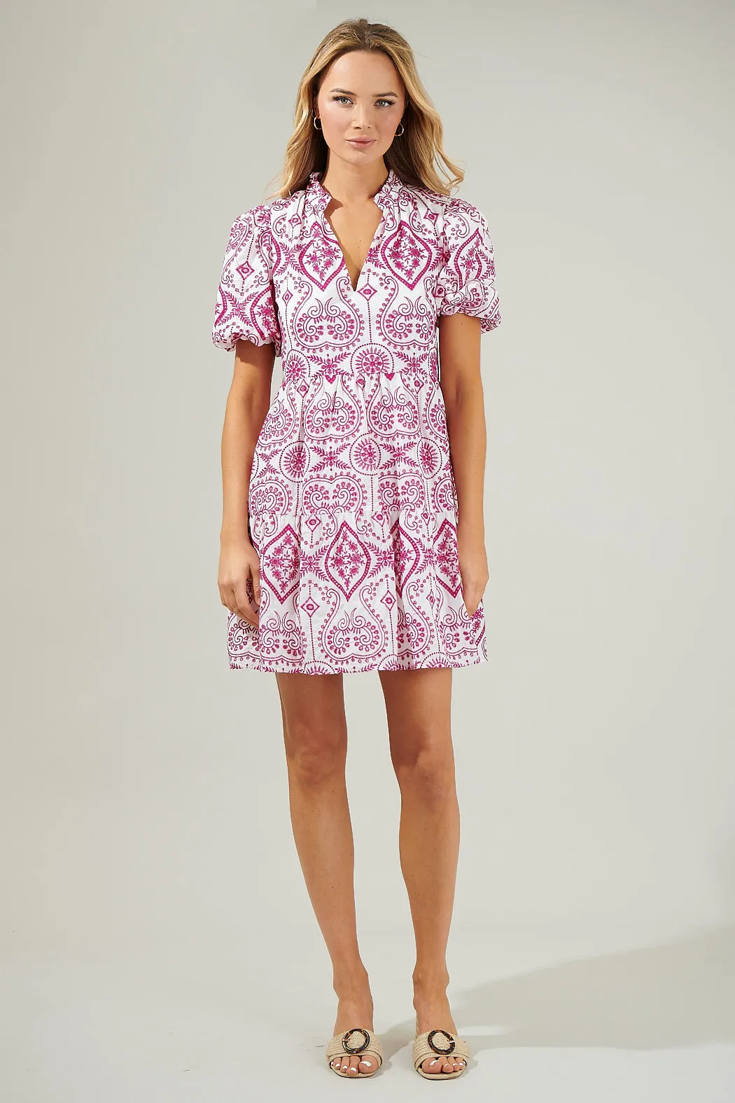 Evelyn Eyelet Jacey Babydoll Mini Dress