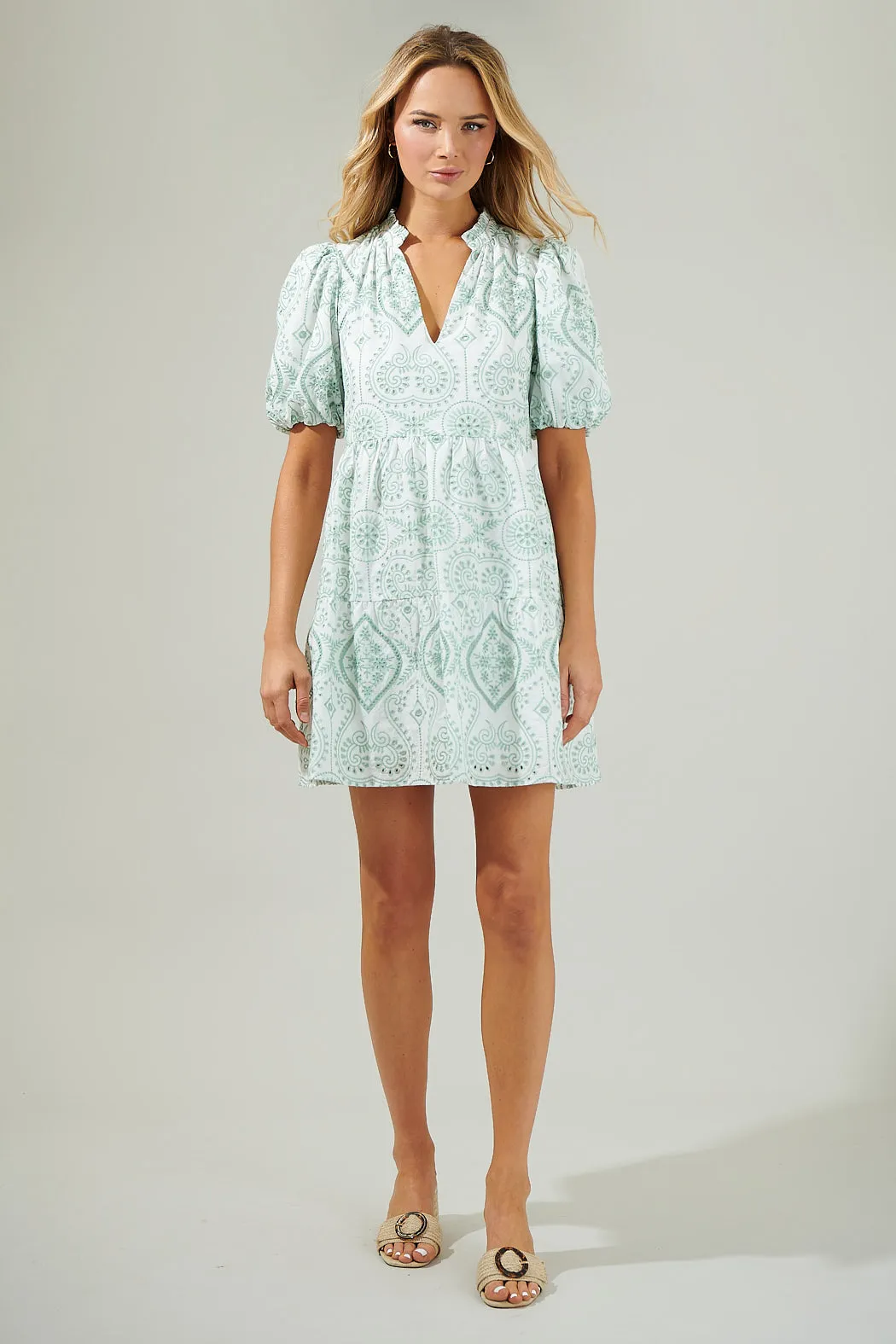 Evelyn Eyelet Jacey Babydoll Mini Dress