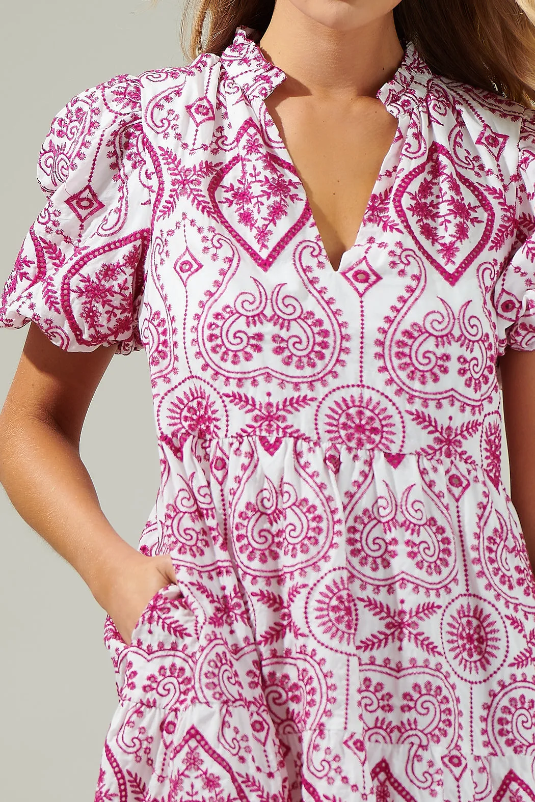 Evelyn Eyelet Jacey Babydoll Mini Dress
