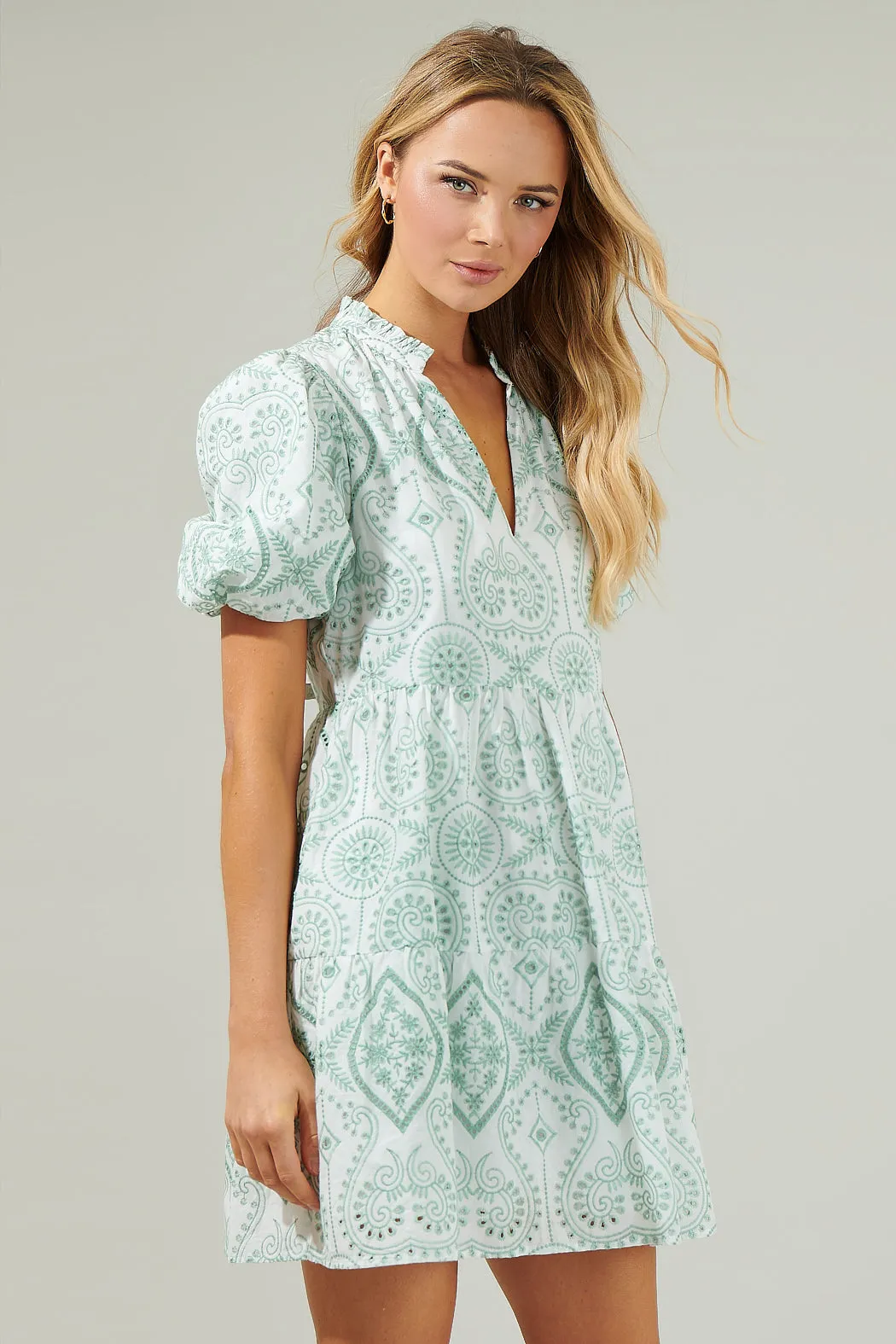 Evelyn Eyelet Jacey Babydoll Mini Dress