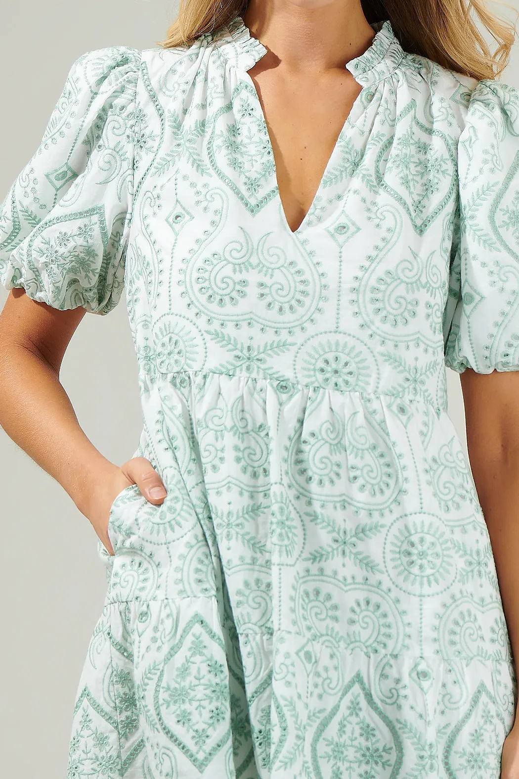 Evelyn Eyelet Jacey Babydoll Mini Dress