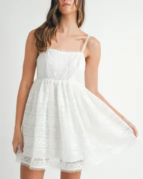 Eyelet Lace Mini Dress - Off White