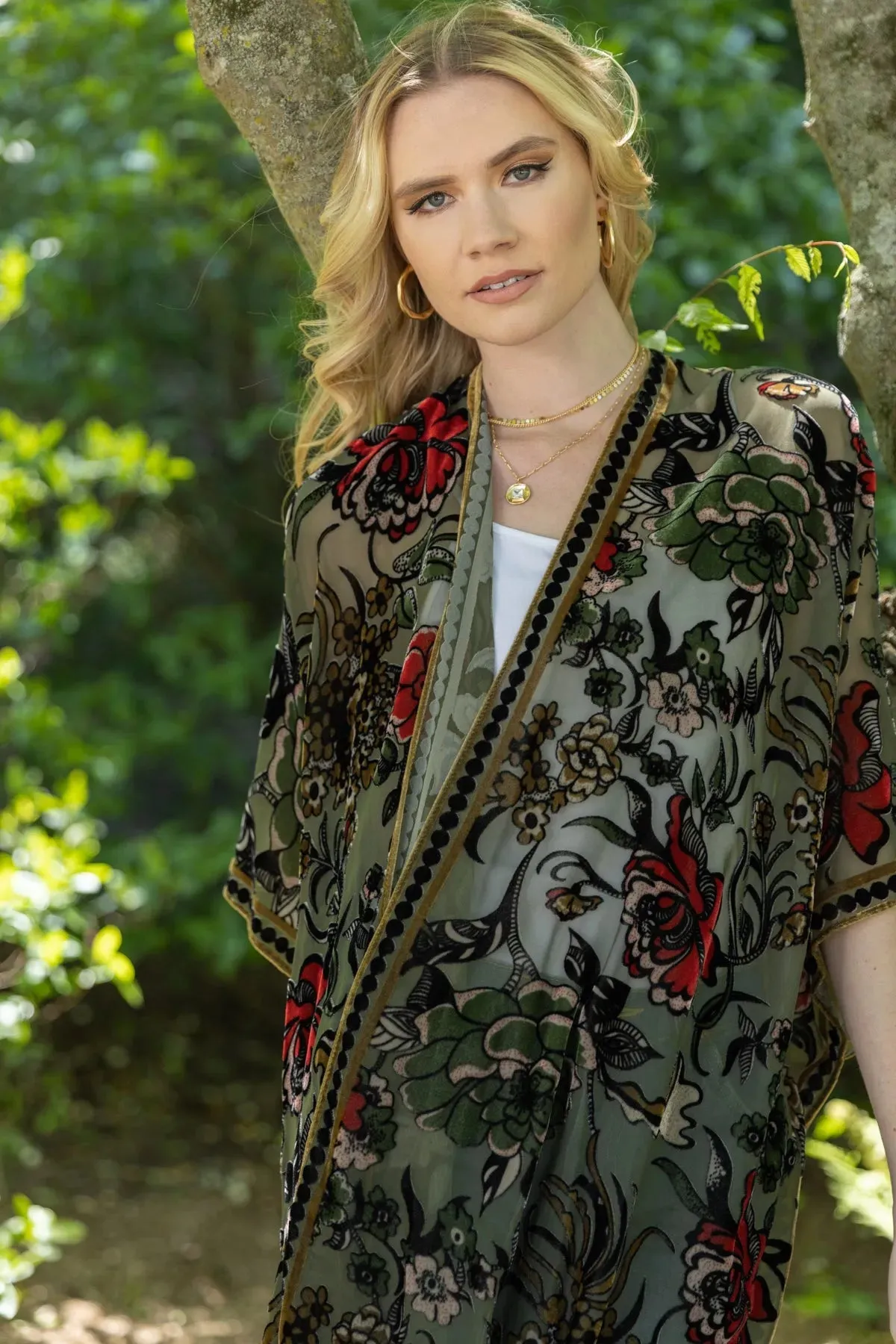 Floral Sheer Velvet Ruana