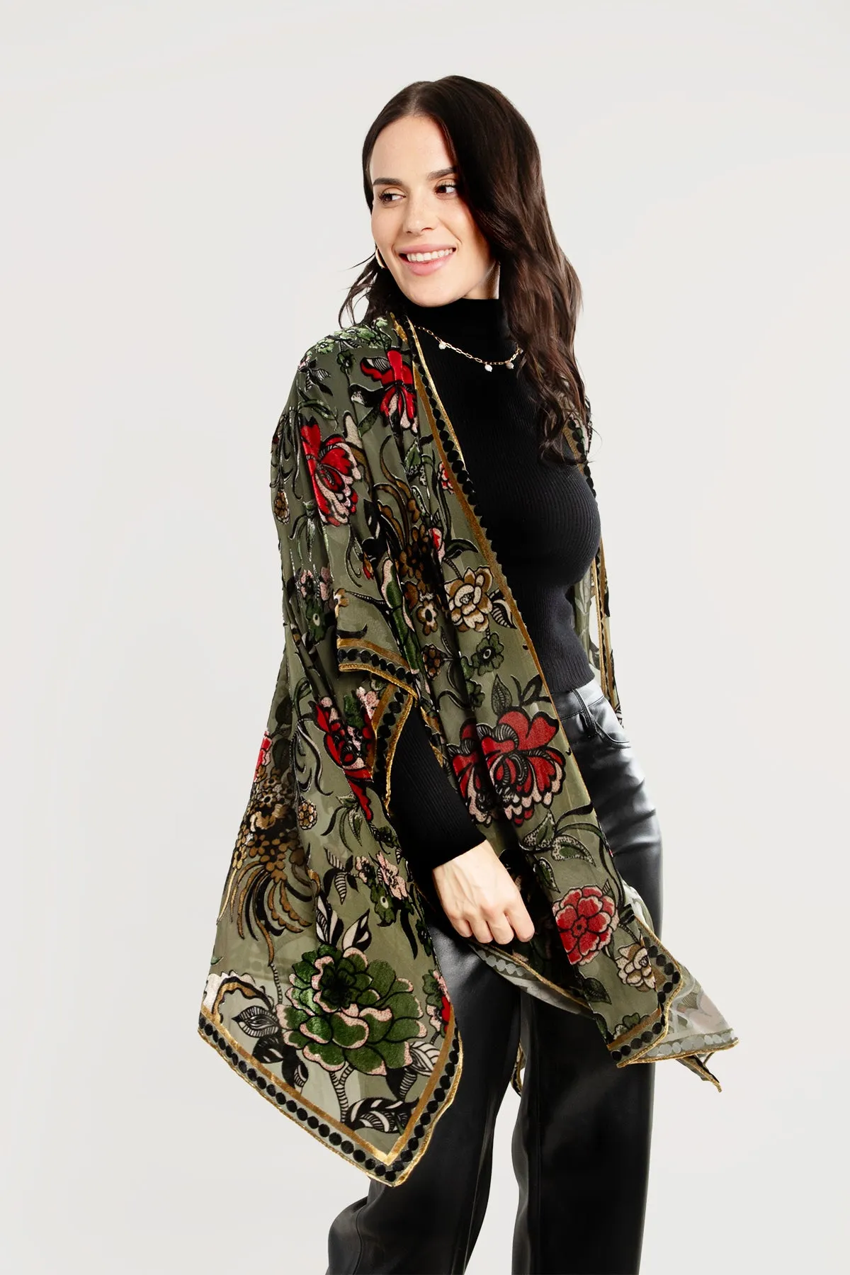 Floral Sheer Velvet Ruana