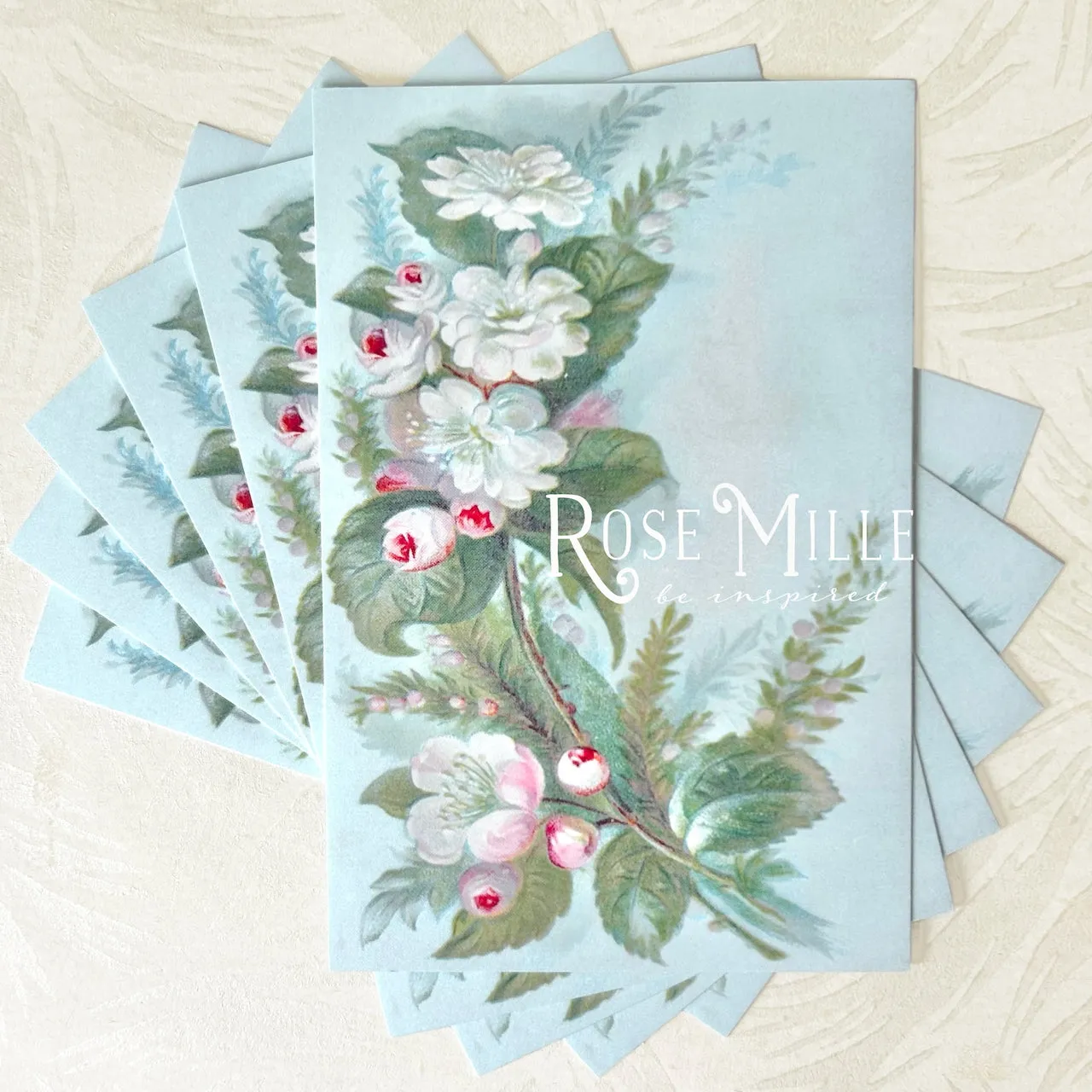 Flowers on Blue - Layering Post Cards