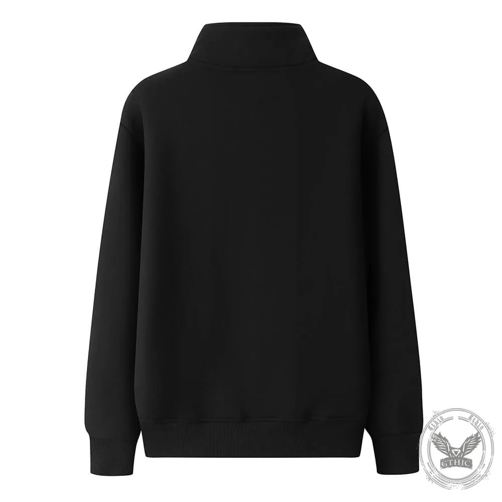 Fuck Circle Letter Print Zip Fleece Sherpa Sweatshirt
