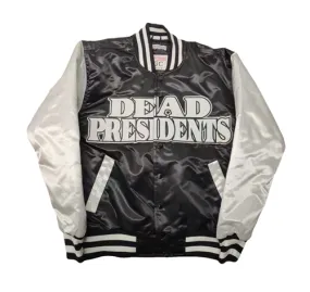 GEARHEAD DEAD PRESIDENTS BLACK AND WHITE COLLEGE BOMBER JACKET
